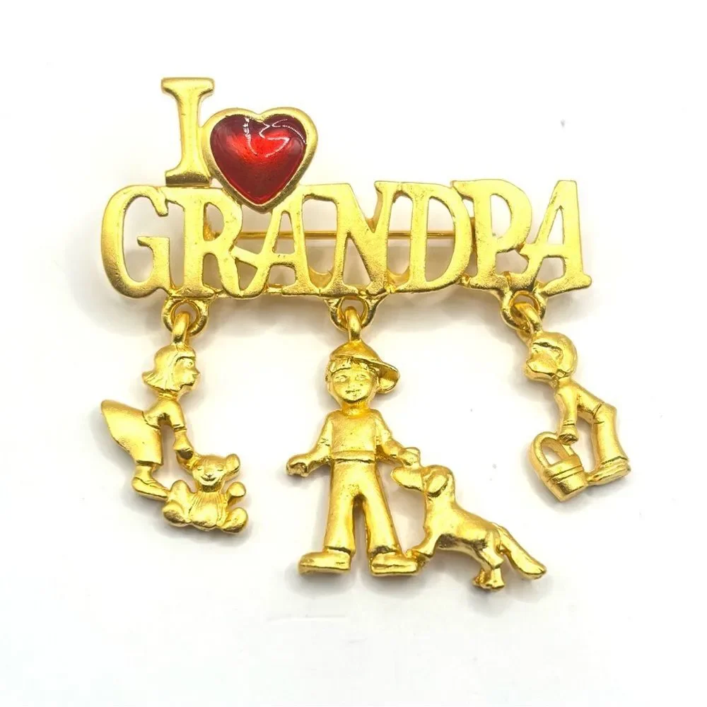 Danecraft Gold 'I Love Grandpa' Brooch Pin
